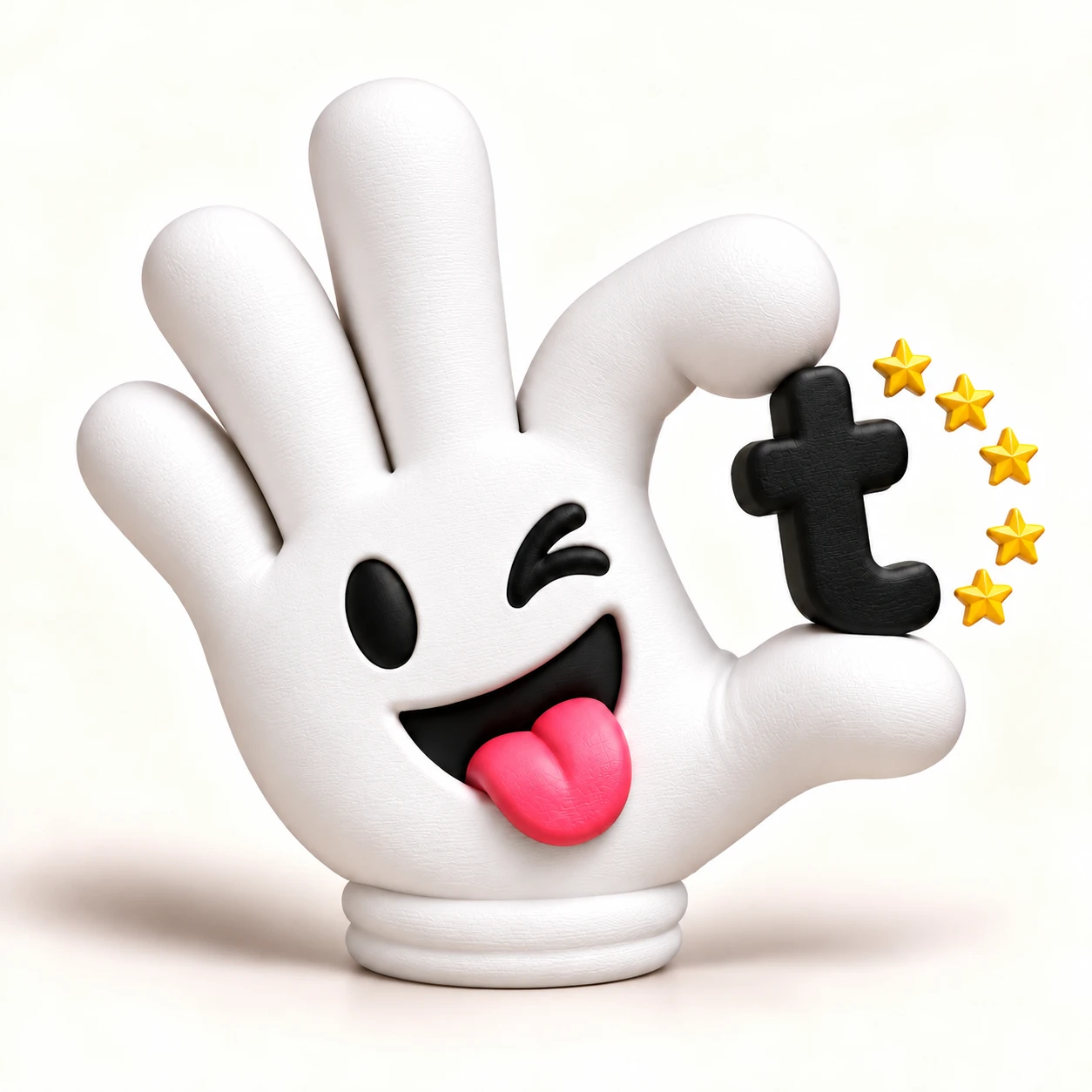 Mascota Tangiblo: una mano sonriente sosteniendo la letra t
